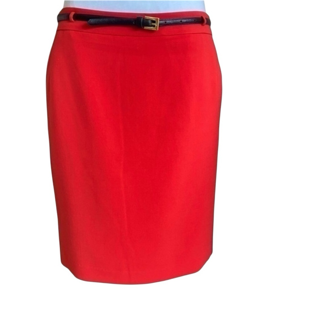 Trina Turk Saffron Red Pencil Lined Midi Mini Pencil Skirt Size 10